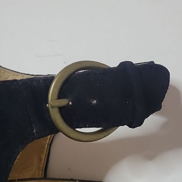 Hush Puppies Black Suede Leather Heeled Sandals - Picture 14 of 15